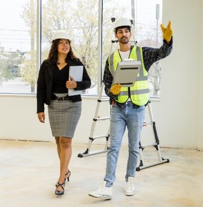 Construction helment on a table